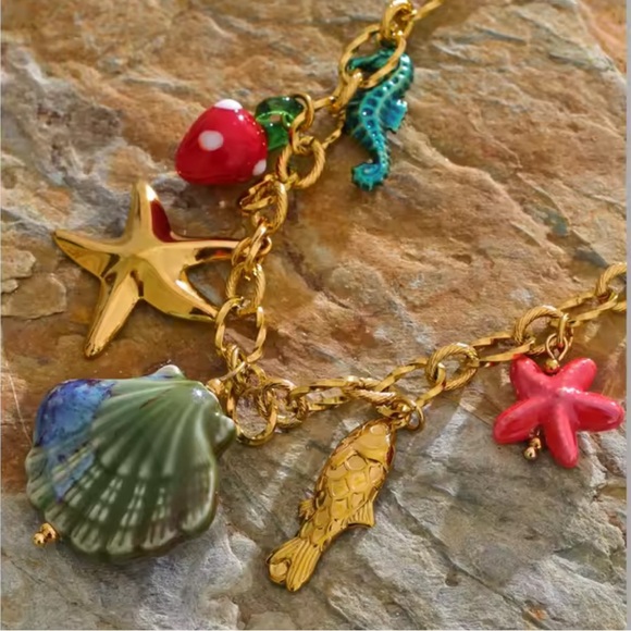 Golden Ocean Charm 18K Gold Stainless Steel Waterproof Necklace - Picture 15 of 15